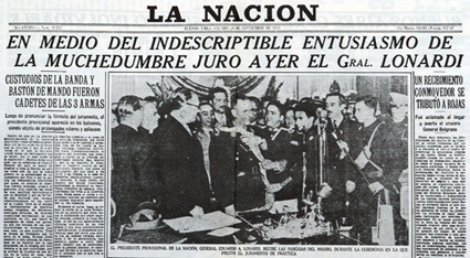 El diario La Nación festejaba el golpe contra el gobierno democrático de Juan Domingo Perón. 24 de septiembre de 1955.